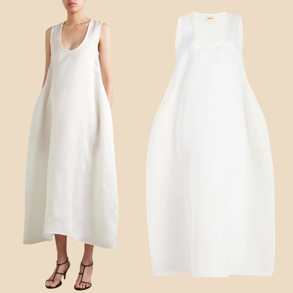 KHAITE Dresses & Skirts - KHAITE Coli Silk Gazar Midi Dress in Chalk White Size 2